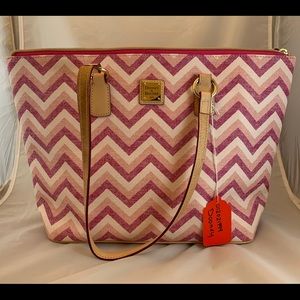 Dooney & Bourke Chevron Wren Zip Tote Pink NWT